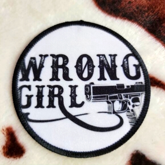 Wrong Girl Western Sublimation DYI Fabric Hat Patch Glue Iron On Sew Hat Patch - Picture 1 of 4